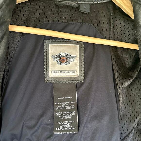 Harley Davidson 115th Anniversary Black Leather Buffalo Hide Women Jacket Large - Picture 8 of 11
